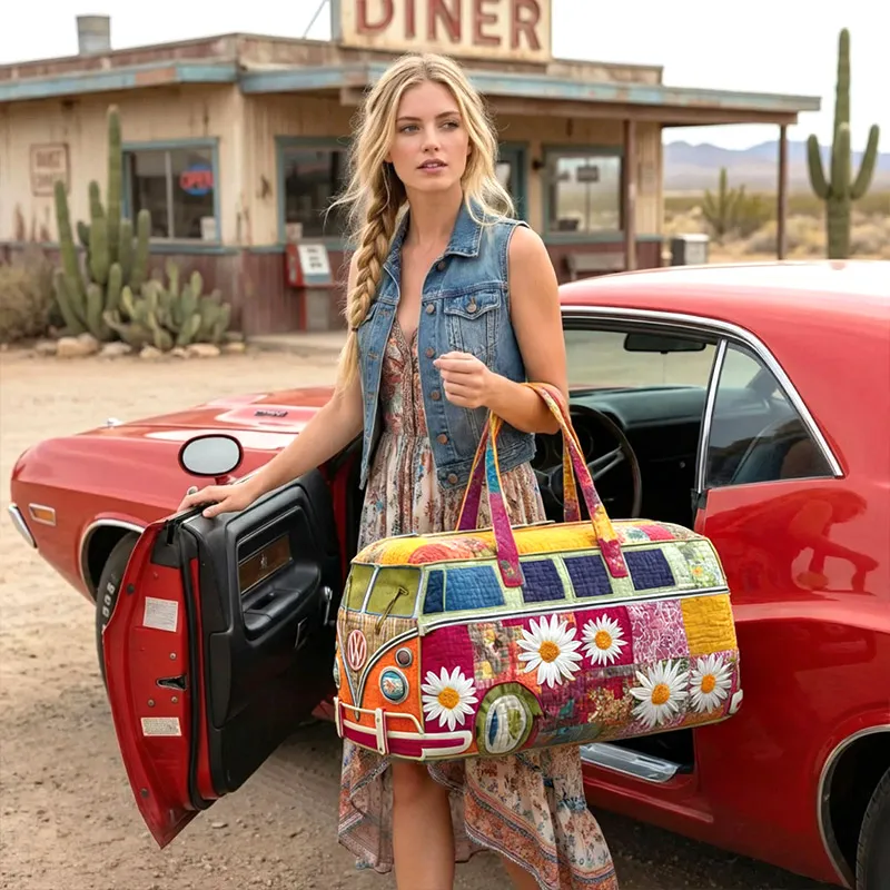 Woman carrying Miymo Rainbow Joyride Bag